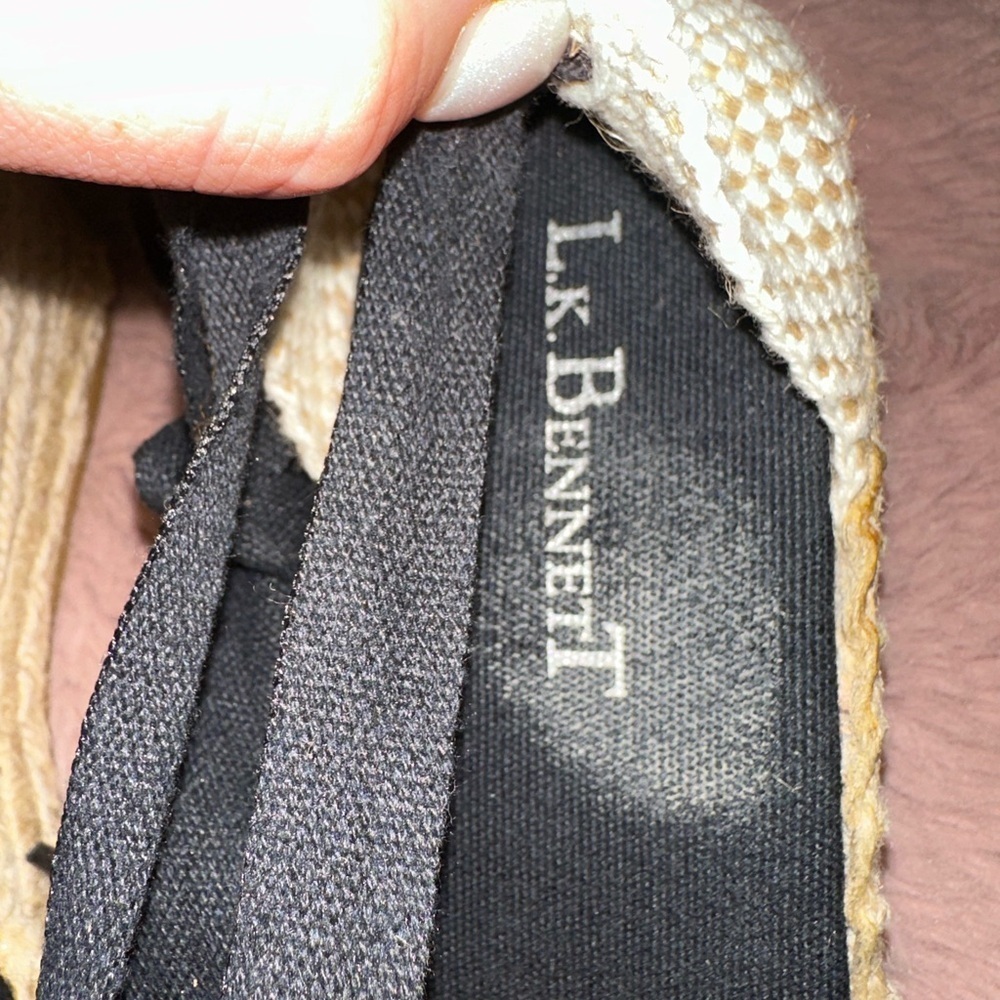 L.K. Bennett London women’s black espadrille wedge sandal 41 summer boho - Picture 3 of 9